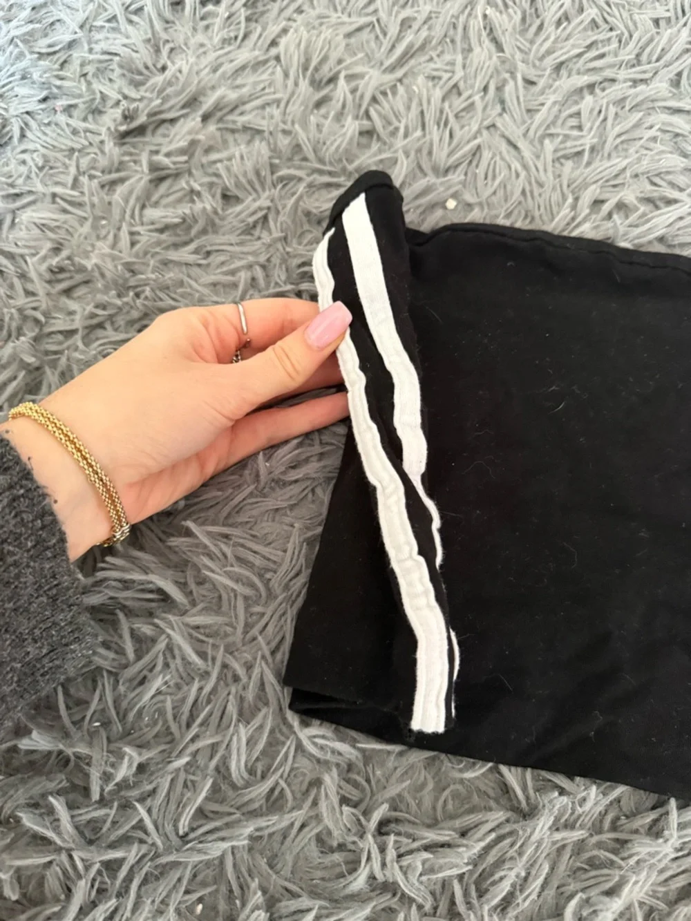 Brandy Melville Black Strapless Top with White Side Stripes - Picture 2 of 3